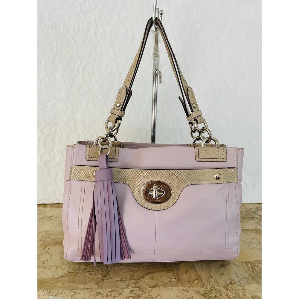 Vtg COACH Penelope lilac exotic/soft leather Satchel Bag carryall F16531